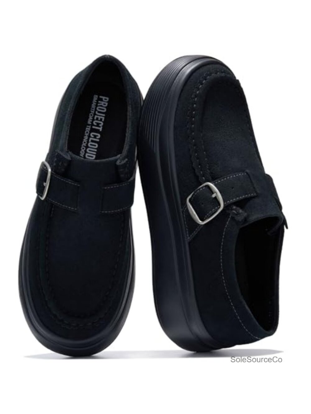 Genuine Suede Platform Loafers Women Chunky Non Slip Comfort Work Shoes